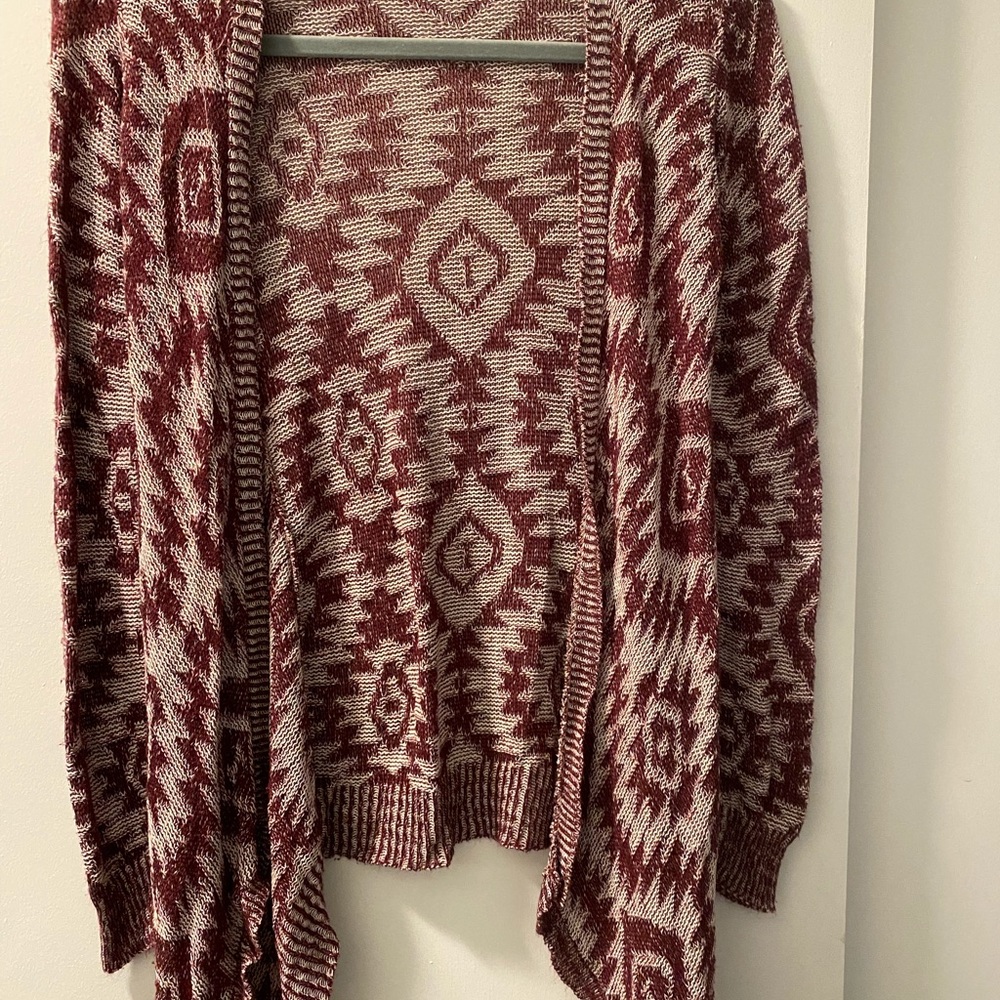 Maroon and White Cardigan